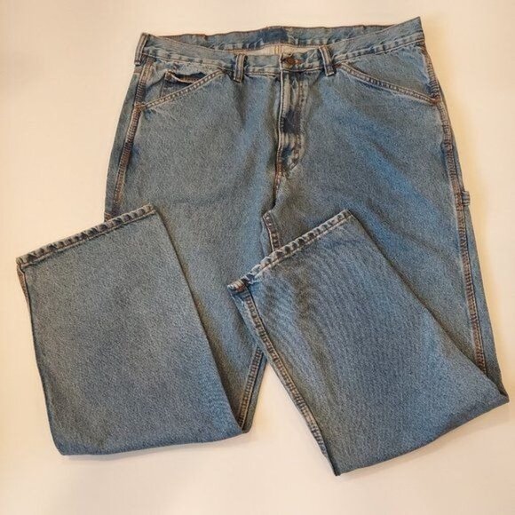 Irontown Workwear Mens 40x32 Blue Stonewashed Carpenter Utility Work Jeans Cotto - Picture 6 of 11